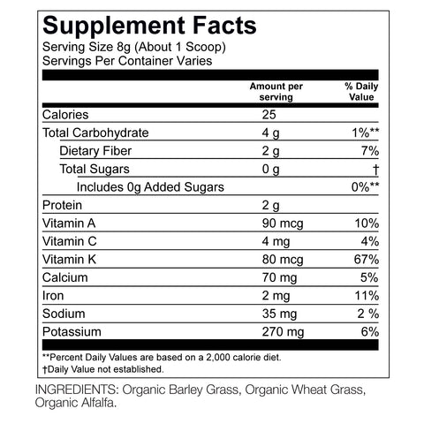 Wheatgrass Powder Nutritional Information By Amazing Grass