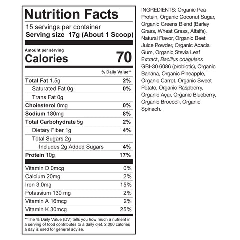 Children's Strawberry Organic Protein Powder Nutritional Info By Amazing Grass