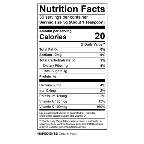 Organic Kale Wheatgrass Nutritional Info By Amazing Grass