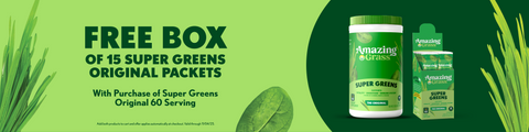 FREE Super Greens Original 15-Pack with purchase of 60-Serving. Add both to cart and discount applies at checkout. Offer valid through 11/04/25.