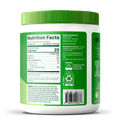 Nutrition facts label on a green and white container