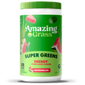 Amazing Grass Super Greens Energy supplement container with watermelon flavor on a white background