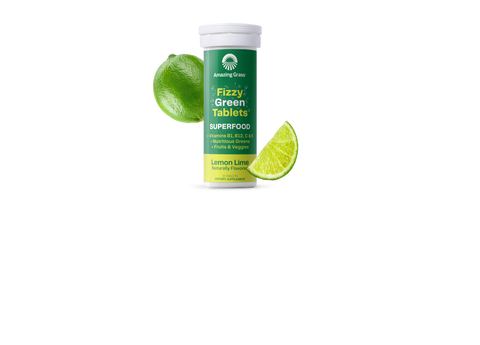 fizzy green tablets tube with lime and lime slice flavor cues