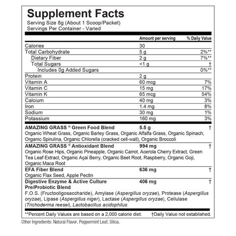 Berry Daily Green Supplement Superfood Nutritional Info By Amazing Grass