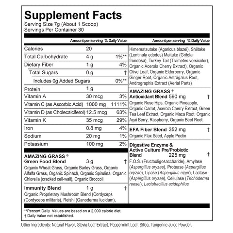 Tangerine Daily Green Superfood Nutritional Info By Amazing Grass