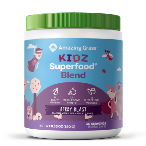 Kids Organic Superfood Drink Mix Powder with Protein & Probiotics -  Strawberry (15 Servings)