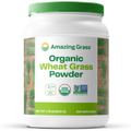 Container of Healthy Organic Wheat Grass Powder