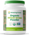 Container of Healthy Organic Wheat Grass Powder
